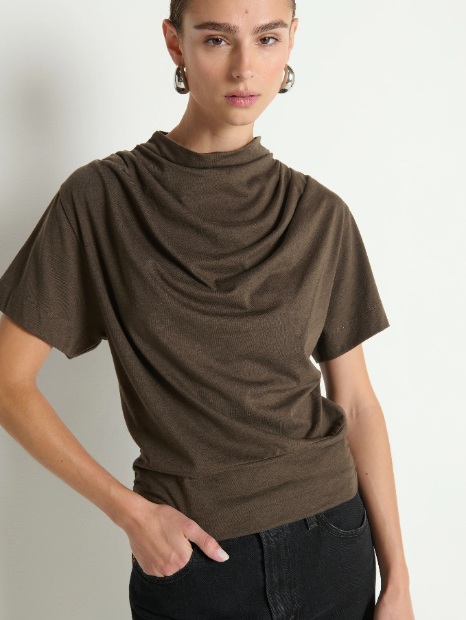Nation LTD Daryl Cowlneck Tee, Espresso - 13 Hub Lane   |  Cowl Neck Tees