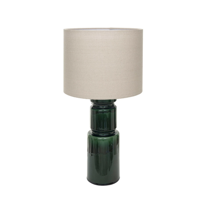 Green Ceramic Lamp w/ Linen Shade