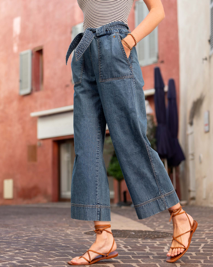 Sammie Wide Leg Pant, Washed Chambray