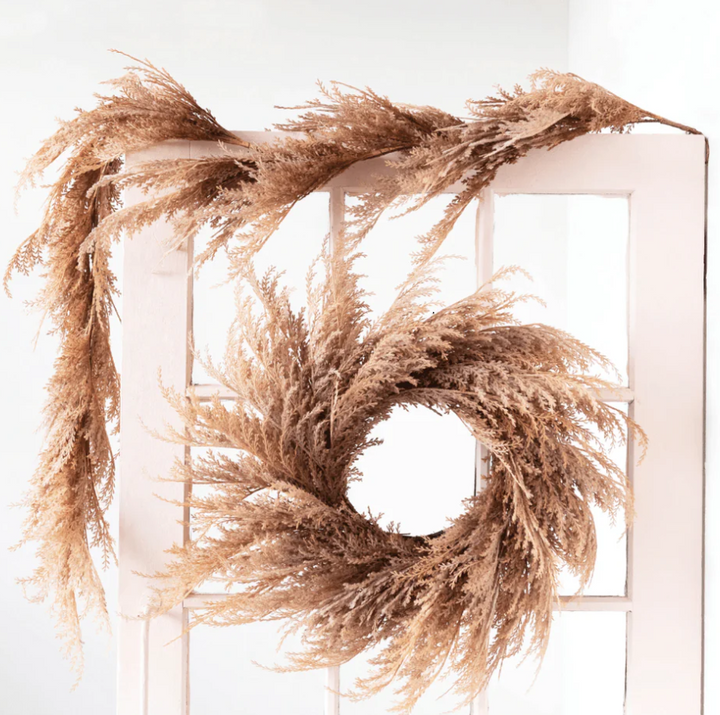 Faux Pampas Grass Wreath, Blush - 13 Hub Lane   |  Christmas Wreaths