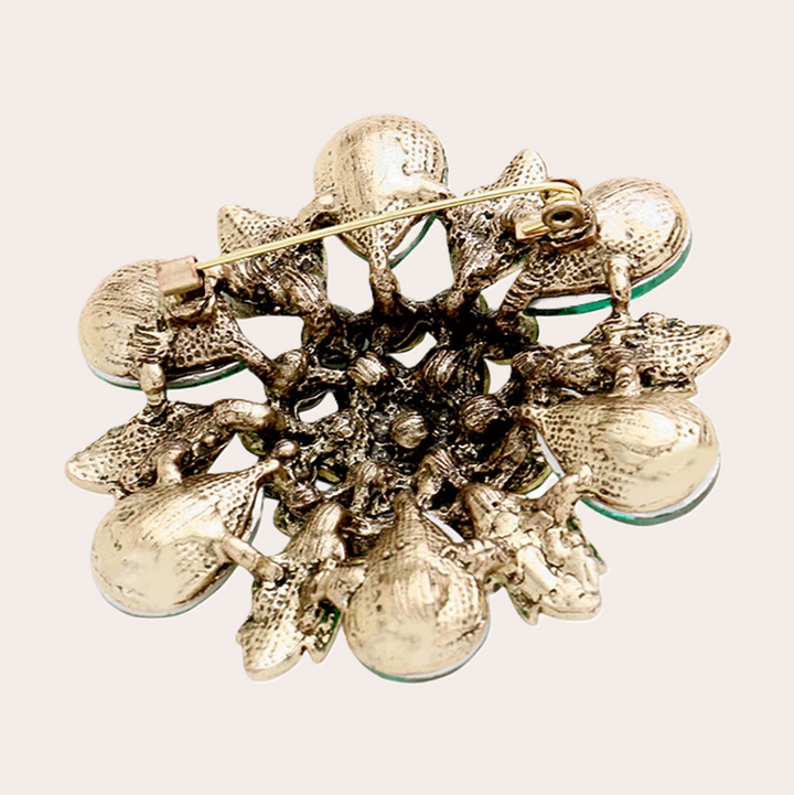 Floral Glass Stone Brooch