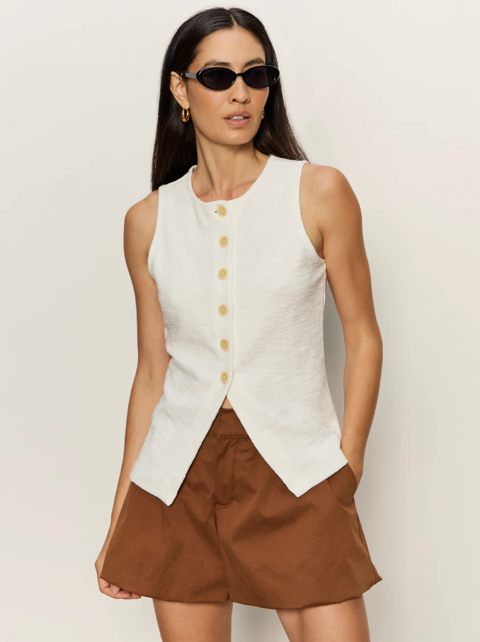 Nothing Extra Knit Vest, Chalk