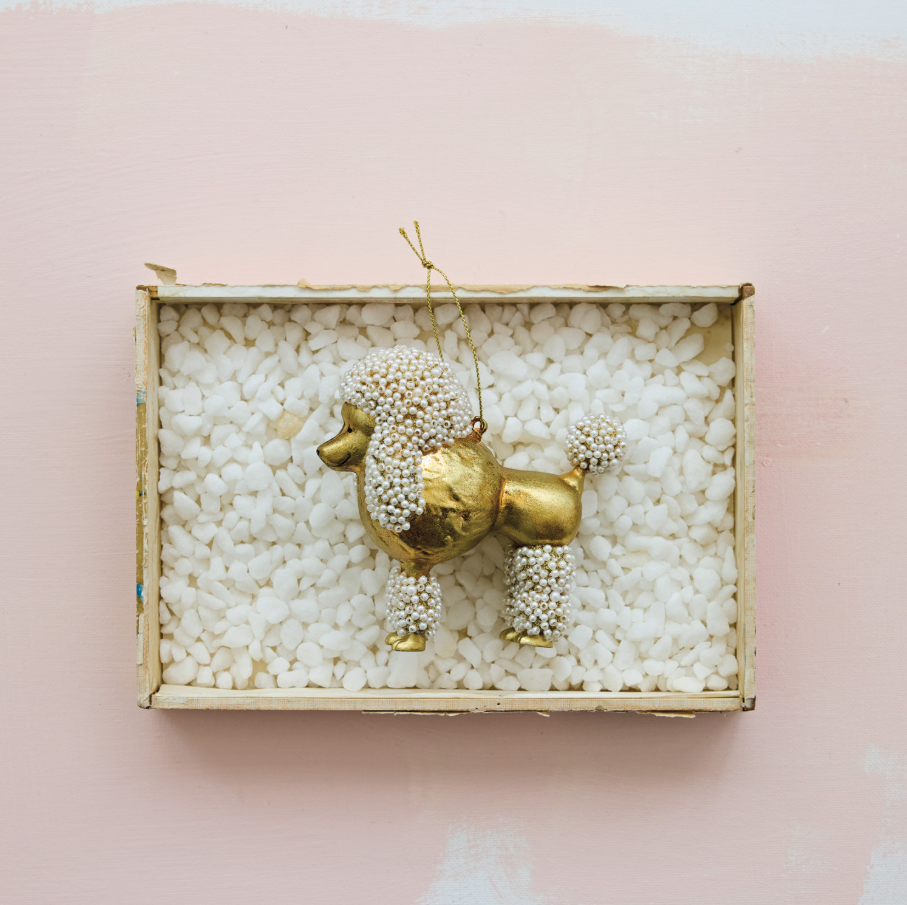 Glass Poodle w/ Faux Pearls