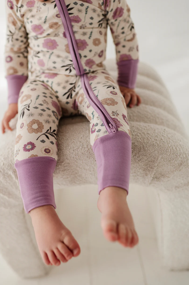 Long Sleeve Zip Romper, Winter Floral - 13 Hub Lane   |  Rompers