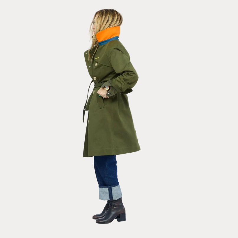 Color Washed Trench, Army Green
