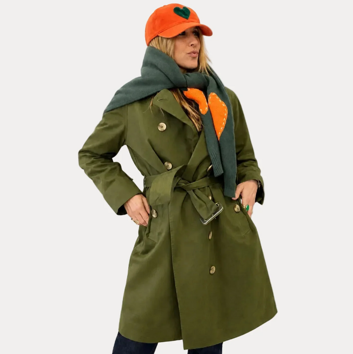 Color Washed Trench, Army Green