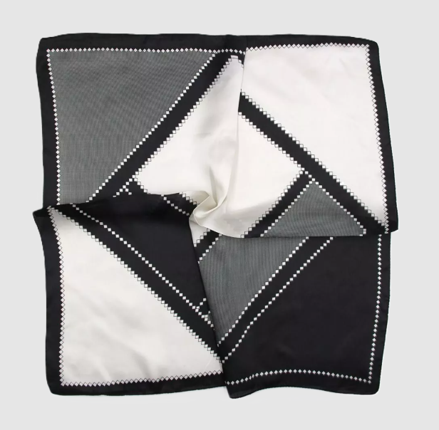 Geometric Print Scarf / Hair Wrap, Black & White - 13 Hub Lane   |  