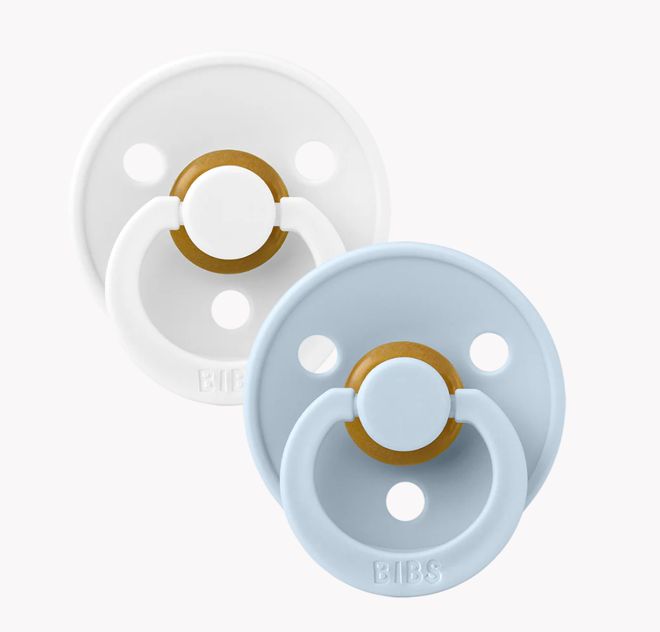 Colour Pacifiers 2 Pack, White & Baby Blue