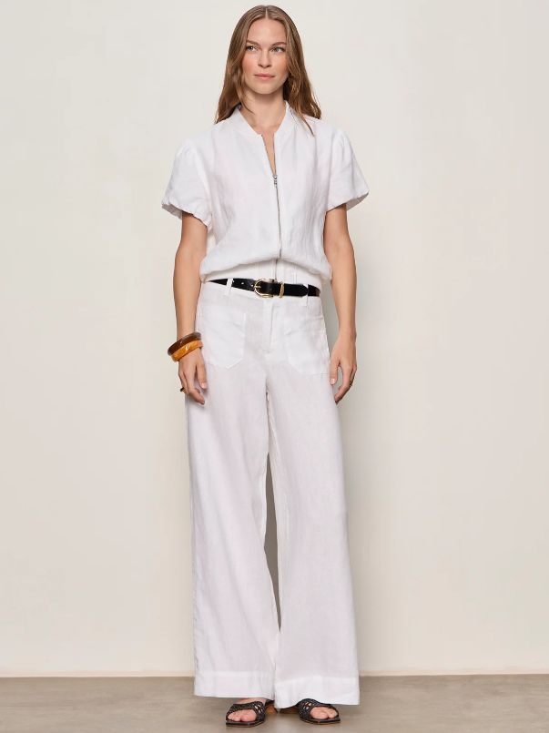 Everly Linen Bomber, White