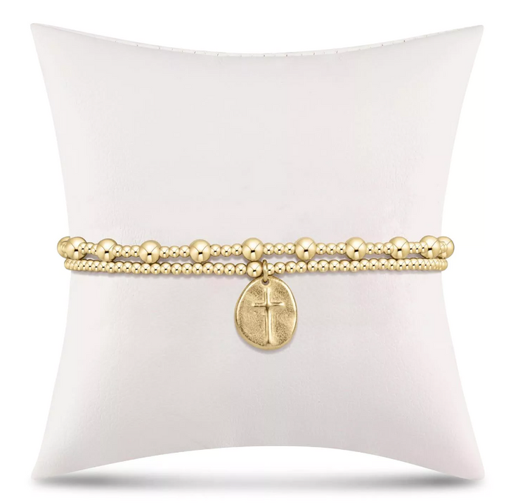 enewton classic gold 2mm bead bracelet - inspire love small gold charm - 13 Hub Lane   |  Charm Bracelets