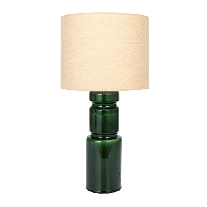 Green Ceramic Lamp w/ Linen Shade