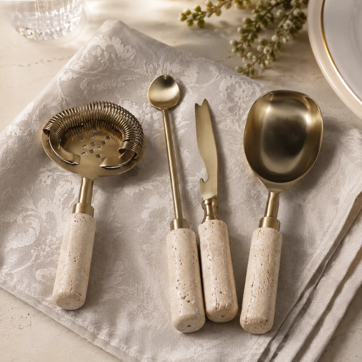 Sheffield Travertine Bar Utensil 4PC Set