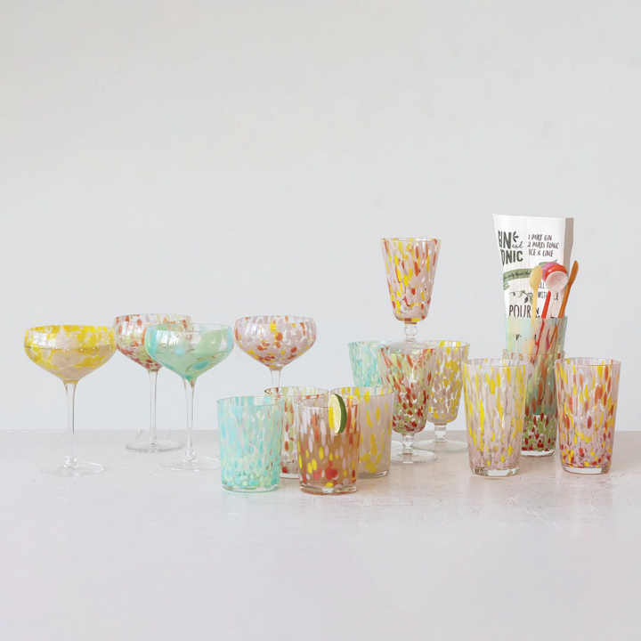 Blown Stemmed Confetti Champagne/Coupe Glass