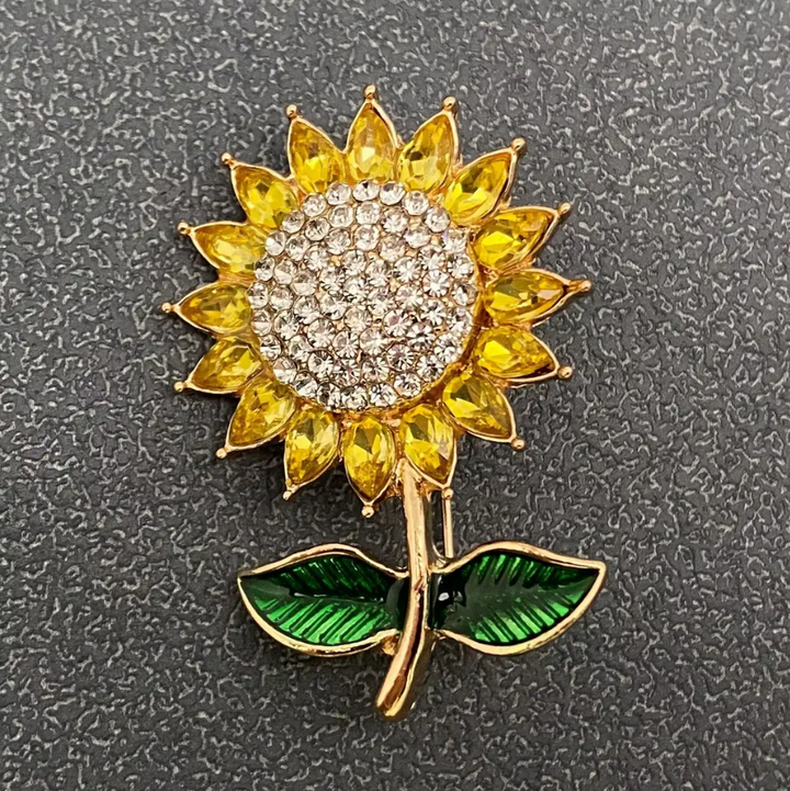 Rhinestone Sunflower Brooch - 13 Hub Lane   |  Brooches