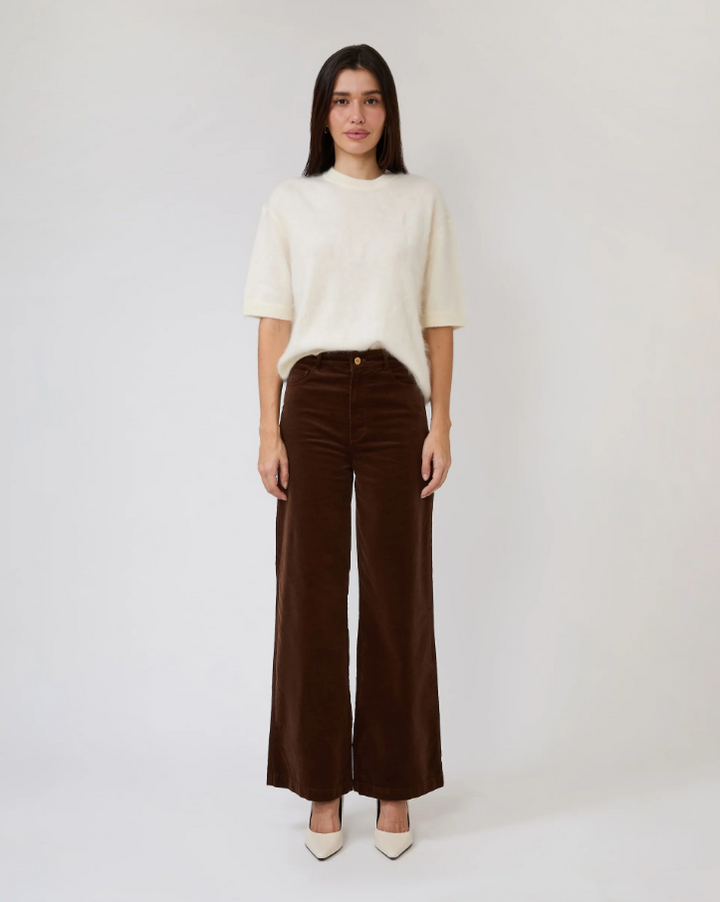 Paige Anessa 31" Wide Leg Cords, Hickory