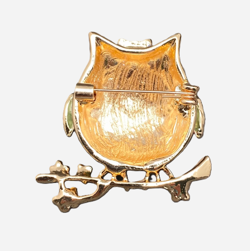 Colored Enamel Owl Brooch