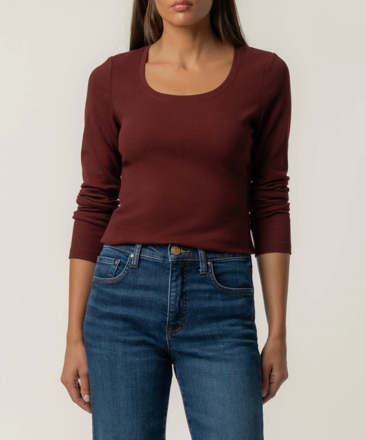 Kut From the Kloth Sarah Rib Knit Top, Merlot