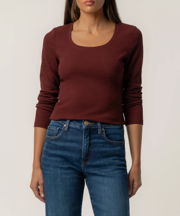 Kut From the Kloth Sarah Rib Knit Top, Merlot