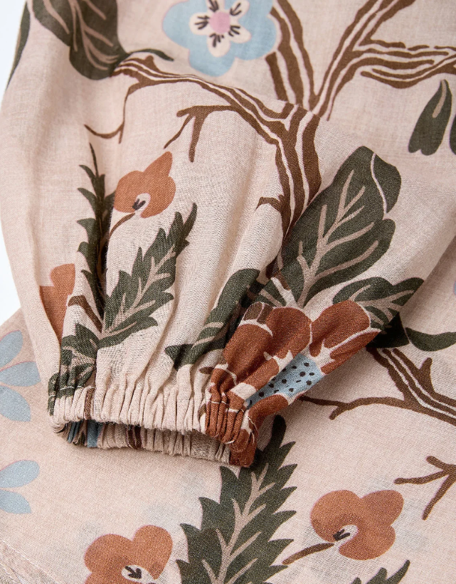 Claudette Blouse, Japonica Floral Cream