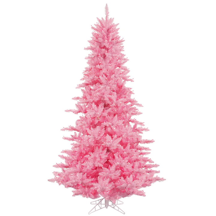 5.5' Pink Fir Artificial Christmas Tree, Pink Dura-lit LED Lights