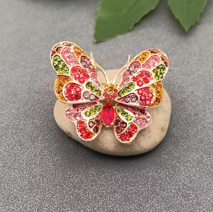 Rhinestone Butterfly Brooch