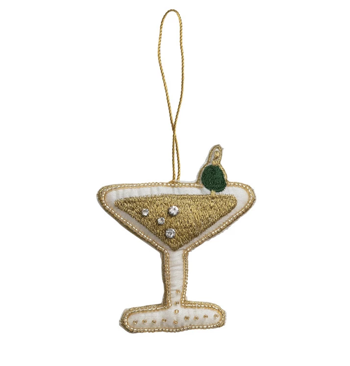 Beaded Fabric Cocktail Ornament