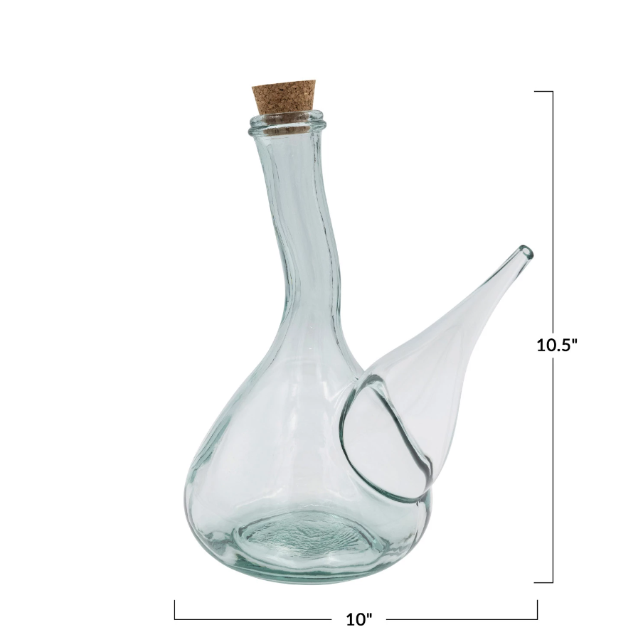 Recycled Glass Porron Wine Pitcher w/ Cork - 13 Hub Lane   |  