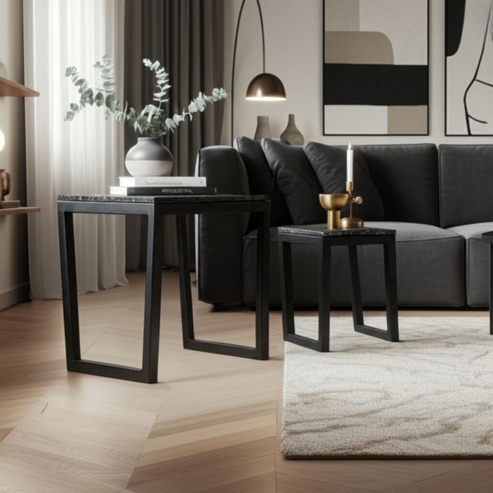 Collier Marble Nesting Tables, Black