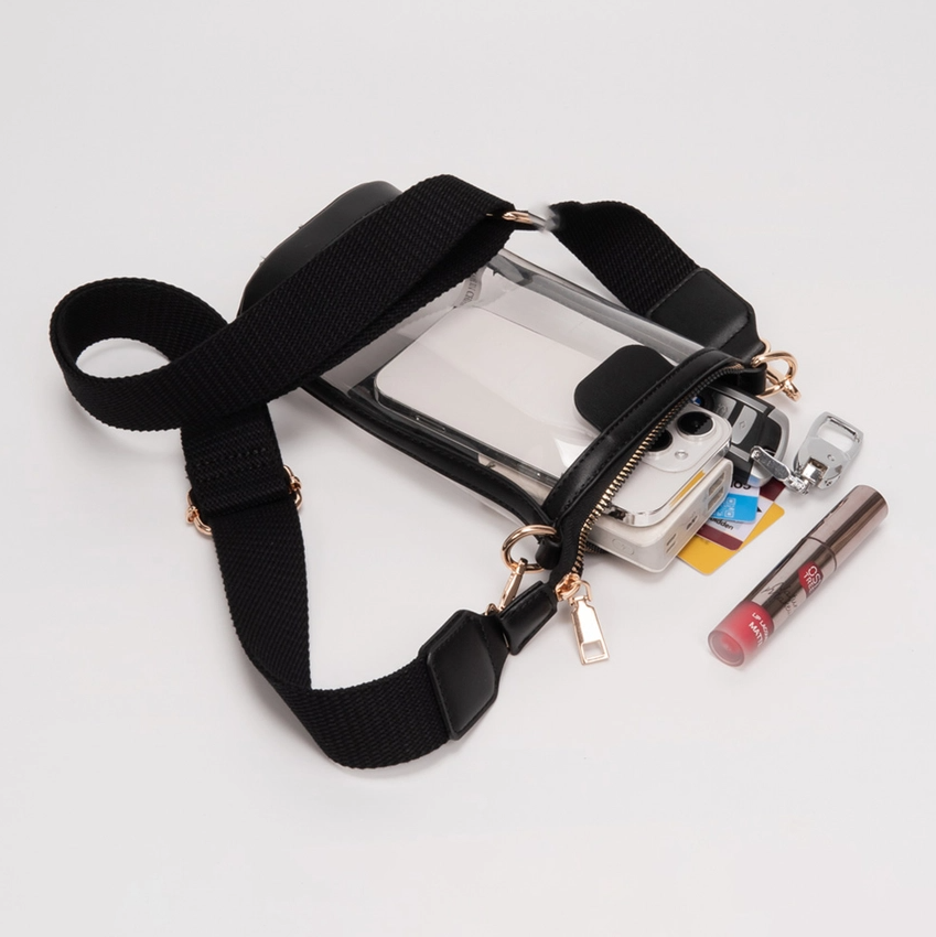 Transparent Crossbody Bag / Phone Bag, Gold - 13 Hub Lane   |  Clear Crossbodies