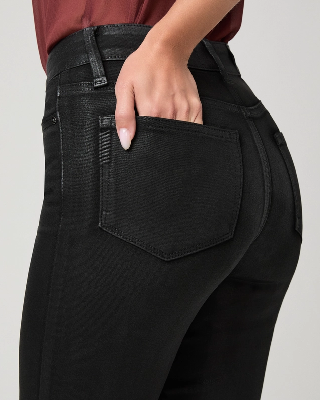 Paige High Rise Laurel Canyon 32" Bootcut Jean, Black Fog Luxe Coating