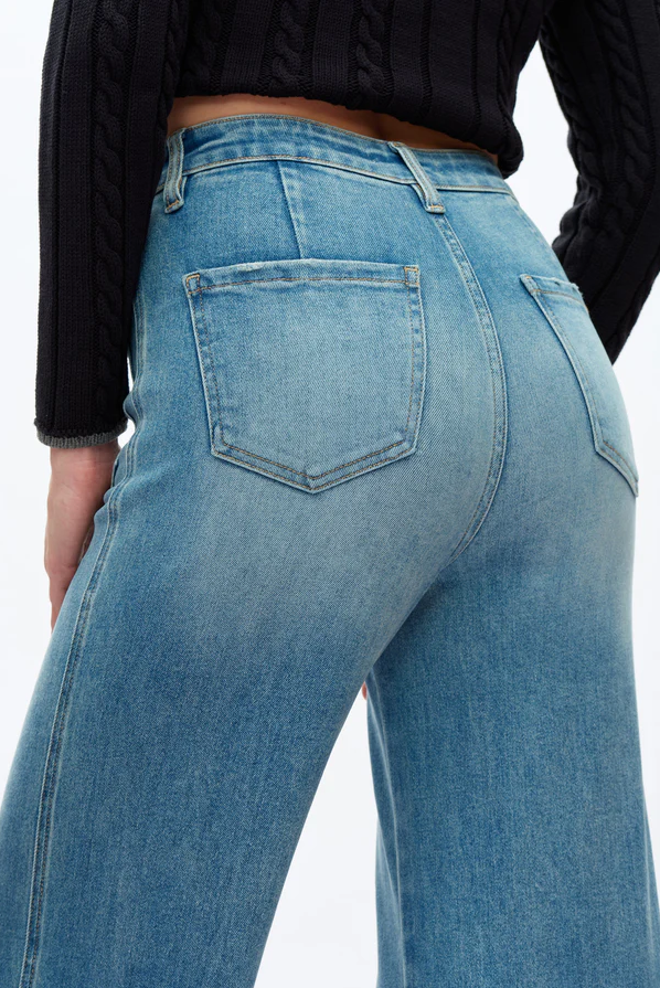 High Rise Wide Leg Jeans, Medium Blue