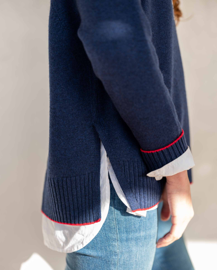 Banff Cashmere Blend Crew, Oxford Blue - 13 Hub Lane   |  Crewneck Sweaters