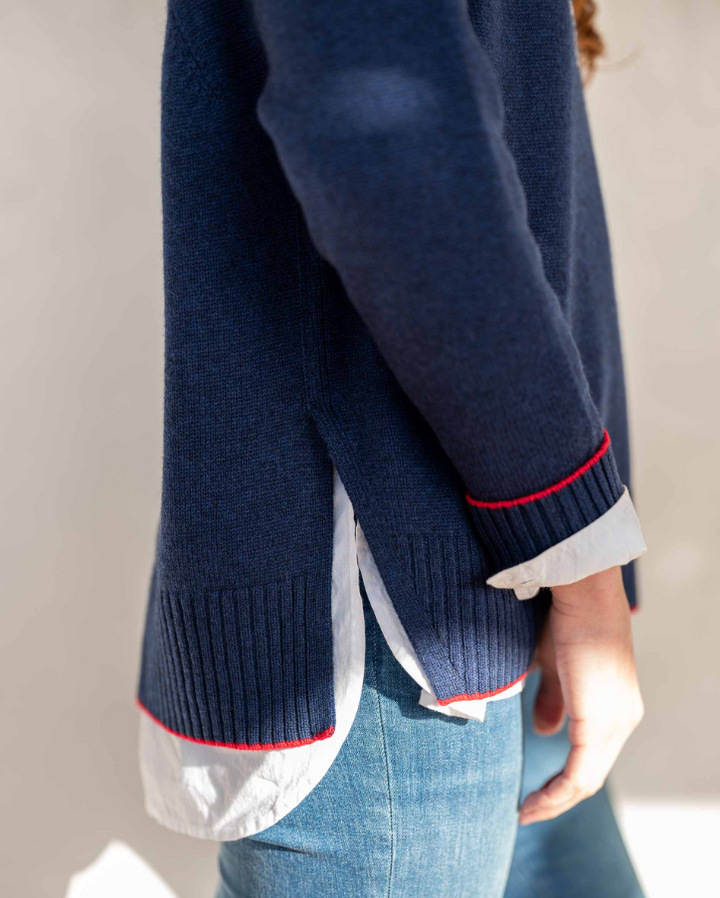 Banff Cashmere Blend Crew, Oxford Blue - 13 Hub Lane   |  Crewneck Sweaters