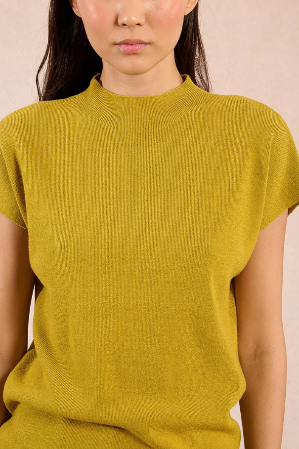 Cap Sleeve Knit Sweater, Lime Green - 13 Hub Lane   |  Mock Neck Sweaters