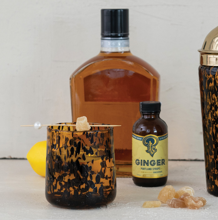 Confetti Drinking Glass, Tortoise Shell