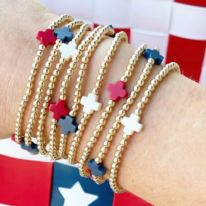 enewton signature cross gold pattern 2mm bead bracelet