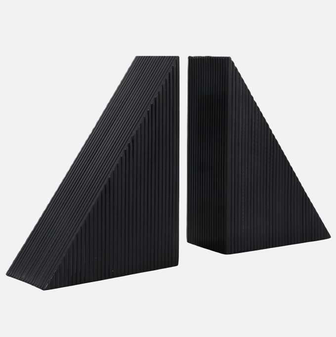 Triangular Resin Bookends, Black