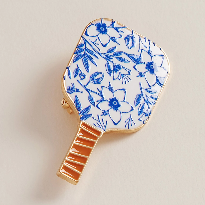 Enamel Pickleball Paddle Brooch - 13 Hub Lane   |  