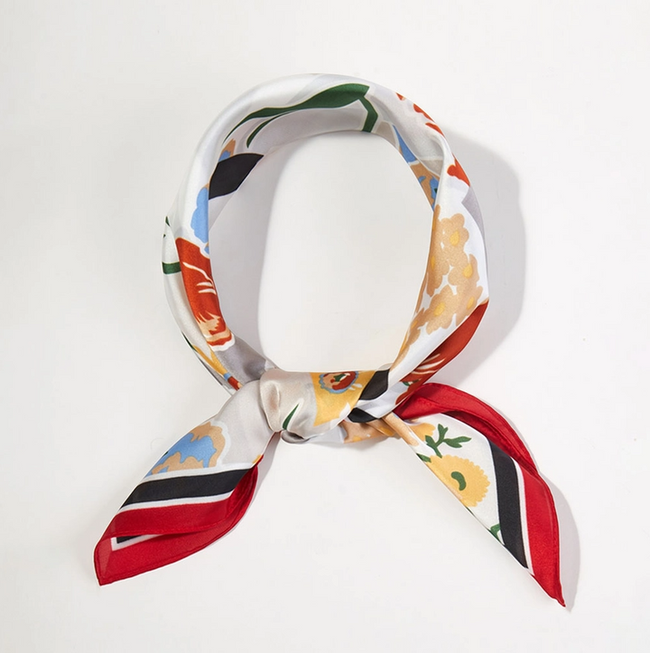 Geo Floral Printed Satin Bandana Scarf