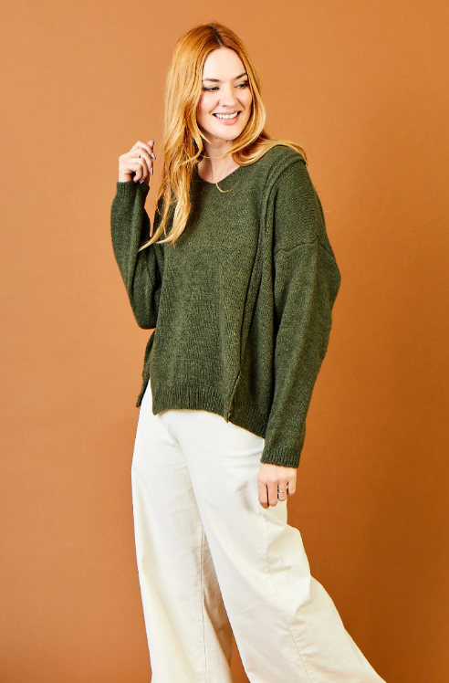 Fiona V-Neck Sweater, Forest - 13 Hub Lane   |  