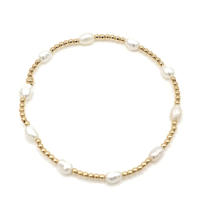 Petite Patterned Rice Pearl Beaded Bracelet - 13 Hub Lane   |  Beaded Bracelets