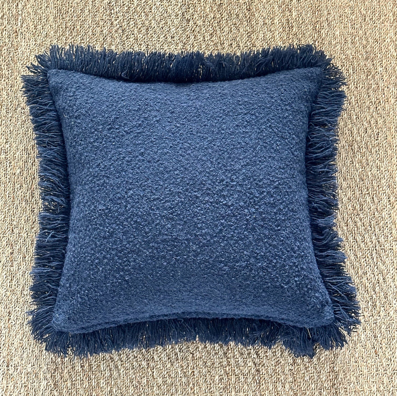 Handmade Anaya Indigo Fringe Pillow - Thumbnail 2