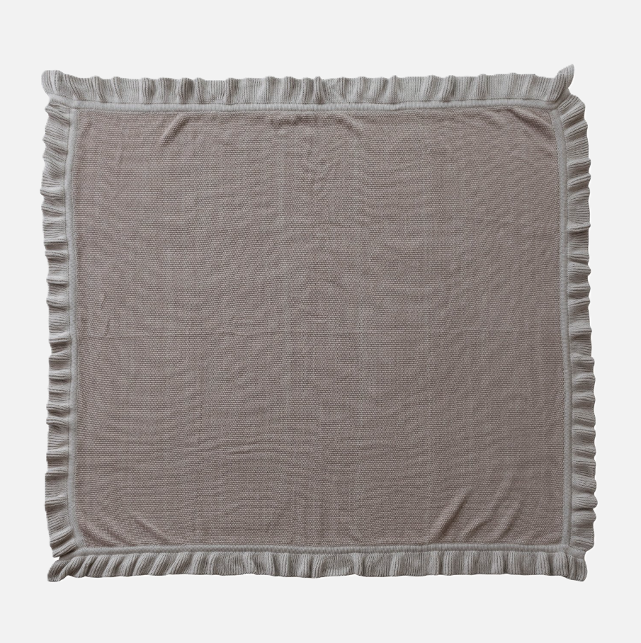 Cotton Knit Throw w/ Ruffle - 13 Hub Lane   |  