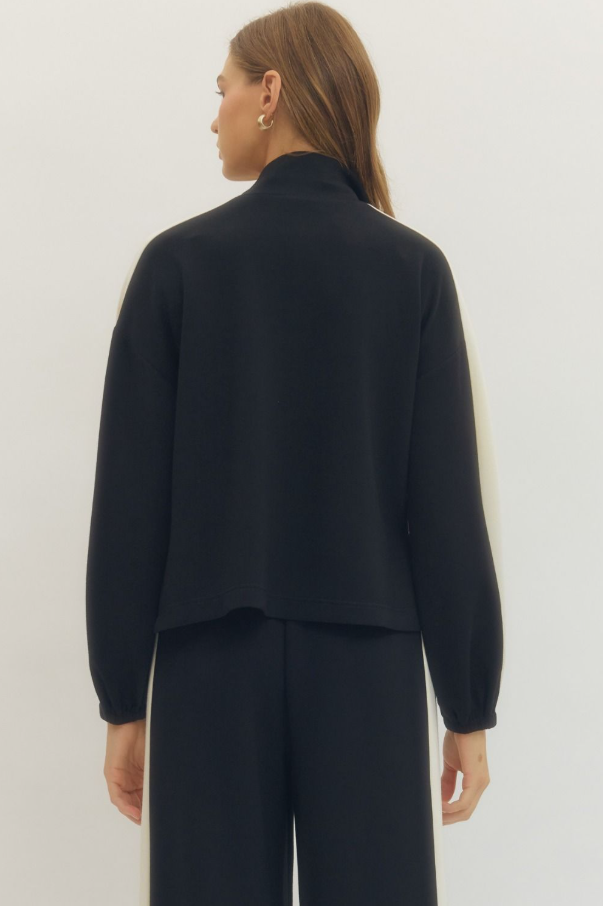 Contrast Knit Top, Black