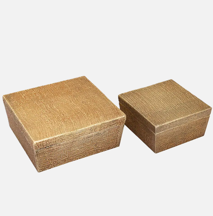 Embossed Jute Antique Brass Box