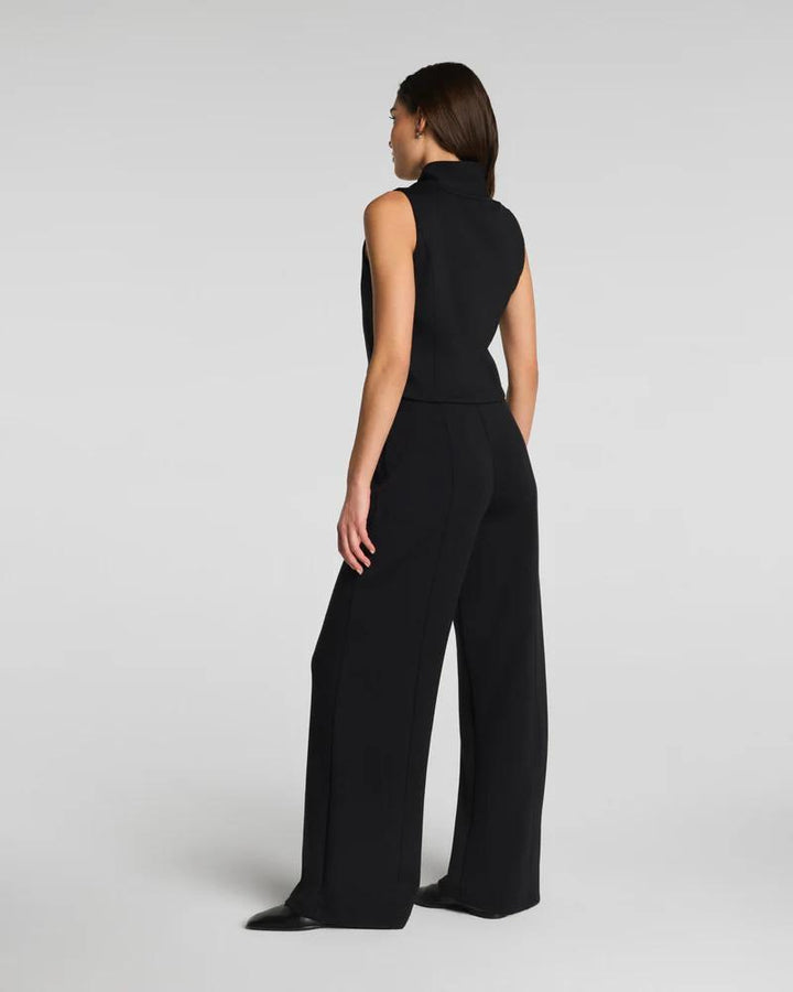 Spanx Shawl Collar Half Zip Jumpsuit, Very Black