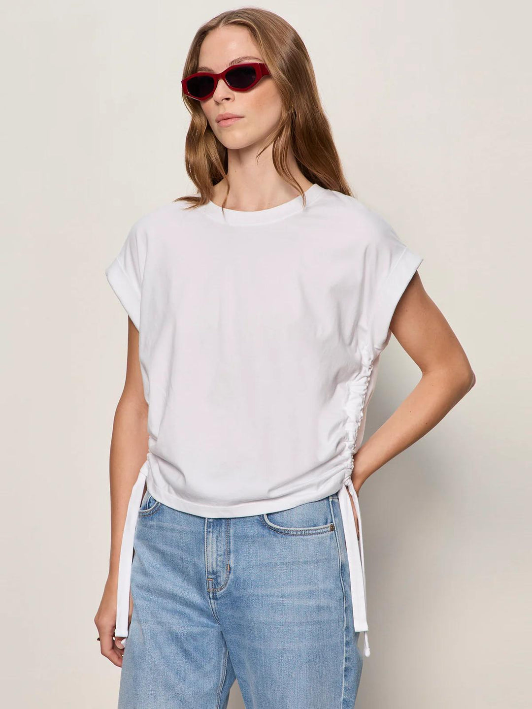 All Day Ruched Tee, White