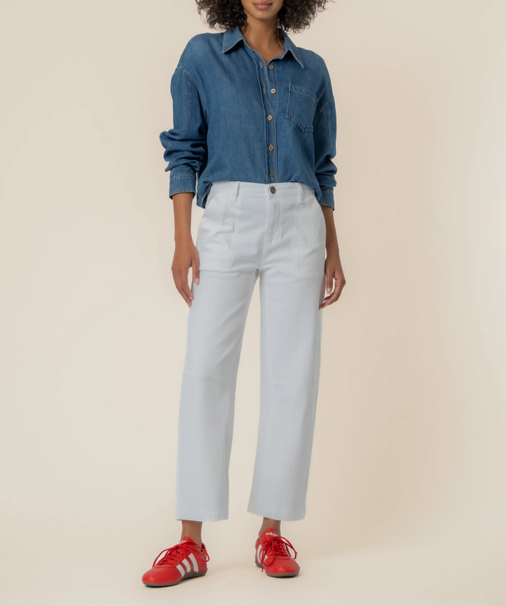 Kut From the Kloth Ashton High Rise Wide Leg Barrel,Optic White