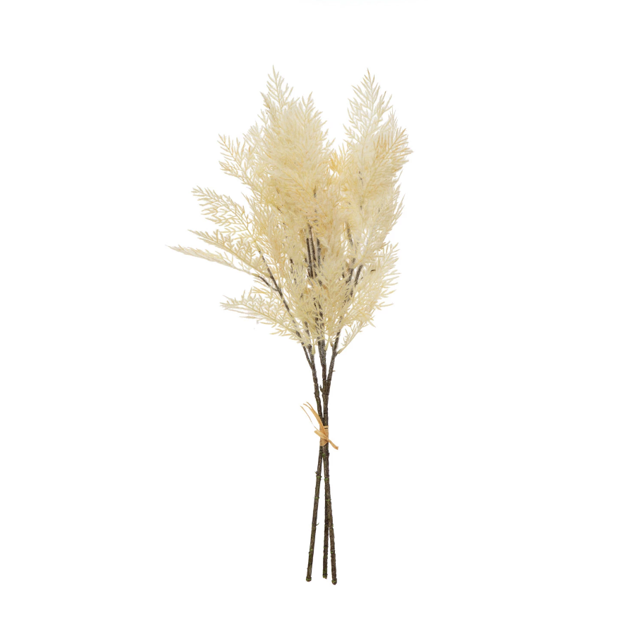 Flocked Faux Reed Plume, White