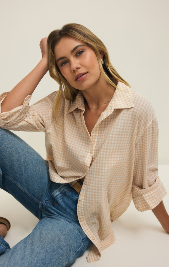 Seaport Gingham Button-Up, Parchment - 13 Hub Lane   |  Button-Ups